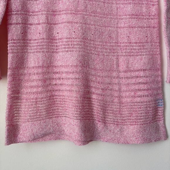 J. McLaughlin Open Knit Sweater Small Pink Linen Blend Pullover - Picture 3 of 8